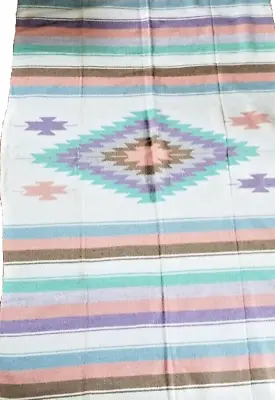 Baja Mexican Blanket Pastel Colors Southwest Throw Blanket 48x78 • $29.40