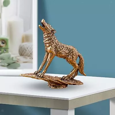 Brass Wolf Statue Copper Statue Realistic Sculpture For Dining Room Cabinet • $21.45