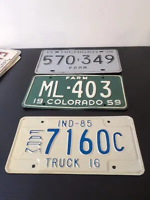 Farm License Plate Lot Michigan Colorado And Indiana • $17