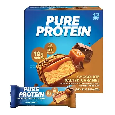 Pure Protein Bars Chocolate Salted Caramel 19g Protein 1.76 Oz 12 Ct • $17.39