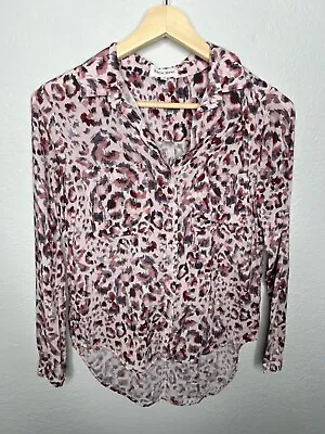 Bella Dahl Shirt Womens Size Small Pink Abstract Leopard Print Button Up Hi Low • $7.80