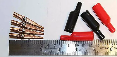 4 Vintage Mueller 60C Copper Alligator Clips W/ Insulators For 1 Price - 10 Amp  • $16