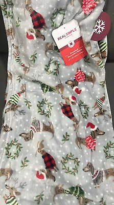 Real Simple Dachshund Doxie Reindeer Christmas Holiday  Oversized 60x70 Throw • $38