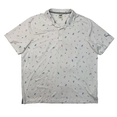 Puma Polo Shirt Mens XL Extra Large White Snack Shack Short Sleeve Casual Golf • $24.94