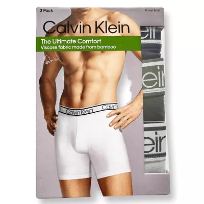 CALVIN KLEIN Men's Bamboo Boxer Brief CK Underwear 3-Pack NP22610 • $64.95