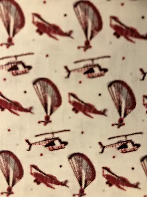 VTG Red Print Helicopters  Head In The Clouds  By Freedom Fabric Made In UK BTFQ • $6.99