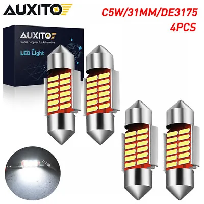 AUXITO CANBUS 4X C5W 31MM Festoon DE3175 LED Map Dome Interior Light Bulbs 6000K • $12.34