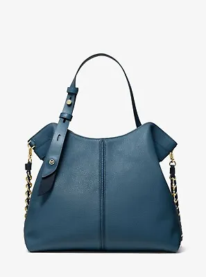 Michael Kors Downtown Astor Leather Shoulder Bag OR Bag+Wallet Blue Chambray  • $327.75