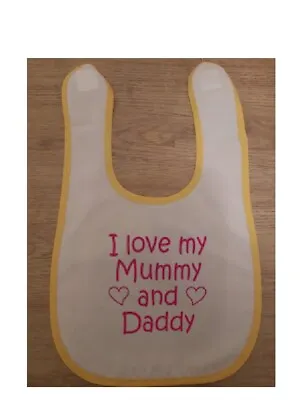 Cute Baby Bib I Love My Mummy And Daddy Badge Patch • £4.95