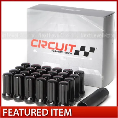 Circuit Closed Black 7 Spline Long Lug Nuts 14x2.0 24pc Set Key Fits Ford F-250 • $25.99