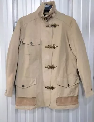 Polo Ralph Lauren Mens Firemans Jacket Lobster Clasp Canvas Leather Trim Sz. Lg • $130