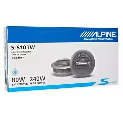 Alpine S-S10TW 240 Watt 1  Inch Silk Dome Car Audio Tweeters Crossovers Pair New • $66