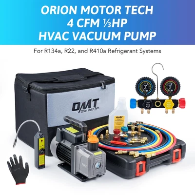 $146.29 • Buy 4CFM Vacuum Pump HVAC Refrigeration AC Manifold Gauge R134 Tap W Leak Detector