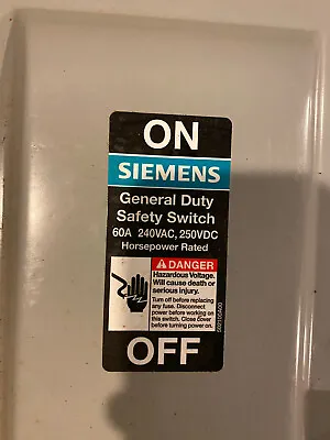 Siemens GF322N 60A 240V 3 Phase Nema 1 Fused Disconnect • $120