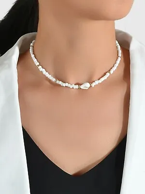 $3.99 • Buy Feelontop Handmade Elegant Boho Seed Beads White Shell Necklace Choker Collar