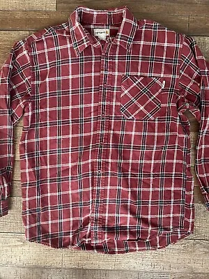 Carhart Men’s Flannel Shirt Red/Blk/White Size Large  • $14