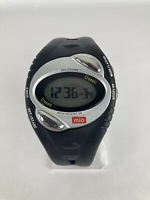 Mio 42mm Digital Black Bezel Quartz Sport Watch W/black Buckle Band & Battery • $10