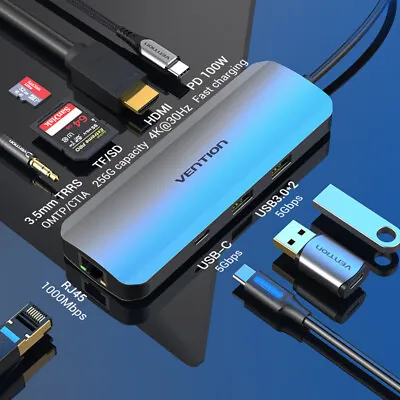 USB C Hub Adapter 4K HDMI100W PD Micro SD SD Card Reader Type C USB A Data Port • $55.33