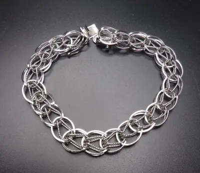 Vintage Sterling Silver 925 Link Charm Bracelet Starter 7  Signed STG • $49.99