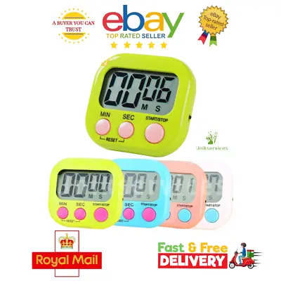 Large LCD Kitchen Cooking Digital Timer Count Down Up Clock Loud Alarm Magnetic • £2.99