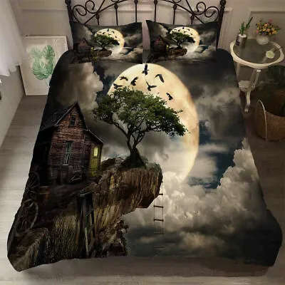 £42.73 • Buy 3D Night Moon Crow Quilt Duvet Doona Cover Gothic Bedding Pillowcase All Size
