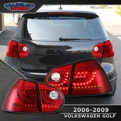 For 06-09 Volkswagen VW MK5 Golf GTI Rabbit Brake Chrome Red LED Tail Lights • $180.99