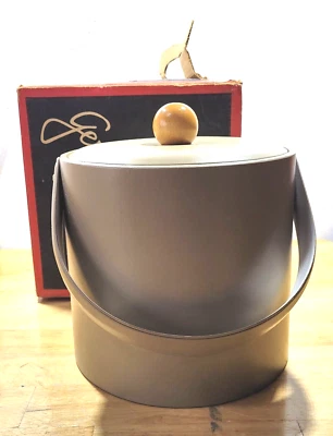 $12.99 • Buy Vintage George Briard Tan Vinyl Ice Bucket Mid Century Modern Barware USA  + Box