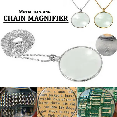 5x Magnifier Jewelry Lens Pendant Loupe Chain Monocle Necklace Magnifying Glass • $2.89