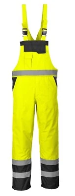 £24 • Buy PORTWEST Hi Vis Contrast Bib & Brace Waterproof Breathable Dungarees S488