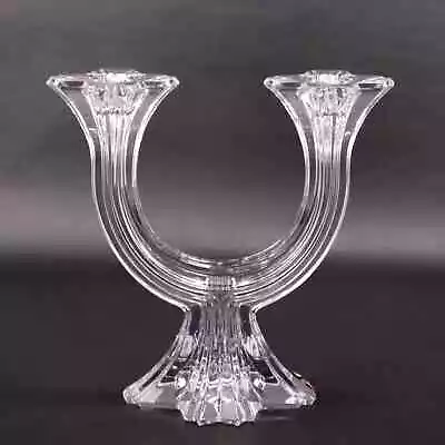 MiKasa Harlow Two Arm Candlestick Holder 9973-343 Crystal Glass Austria 6 1/4   • $18