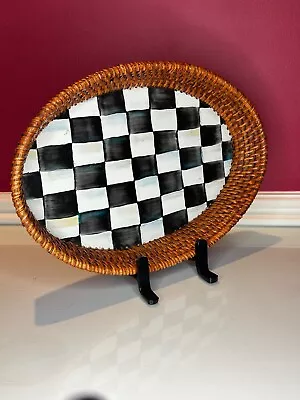 Courtly Check Rattan & Enamel Small Serving Tray • $70