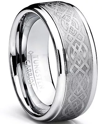 8MM Men's Tungsten Carbide Ring With Celtic Design Sizes 6 To 15 • $18.49