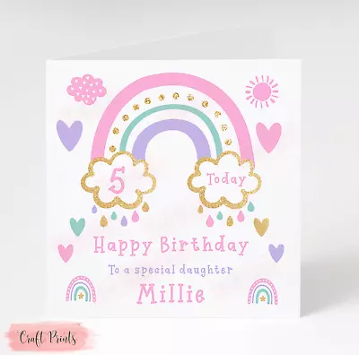 Personalised Rainbow Birthday Card 1st 2nd 3rd 4th 5th 6th 7th 8th 9th  • £3