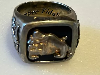 Vintage Onyx 925 Marine Corps Bulldog Semper Fidelis Ring Sterling Silver  • $69.95