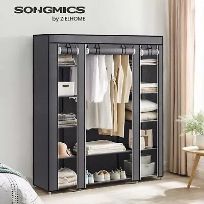 SONGMICS Portable Closet Wardrobe Storage Cabinet Organiser Unit With Shelves • $83.45