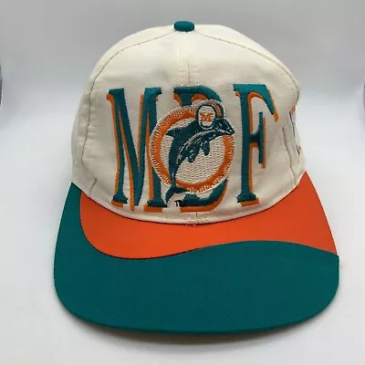 Vintage Team NFL Miami Dolphins Football MDF Retro Wave Logo Snapback Hat • $44