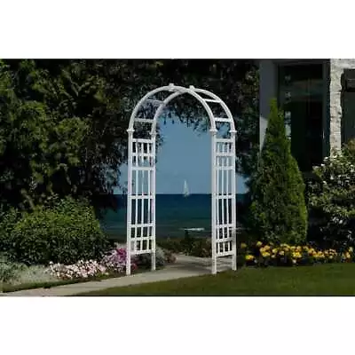 Athens 81 In. X 36 In. White Vinyl Arbor | Garden New Arbors Arch Trellis Resin • $166.98