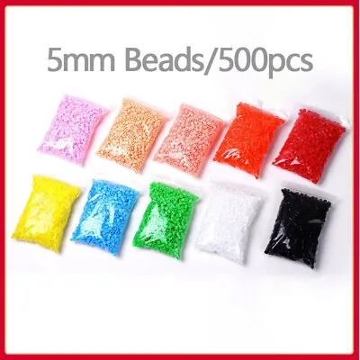 Perler Iron Beads Hama Beads Kids Education Diy Toys 500 PCS/48 Kinds Colors 5mm • $4