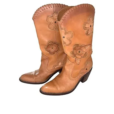 Mia Womens Cowgirl Boots Size 6 Leather Western Candida Boho Floral Tan 3D • $75.05