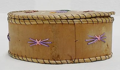 Vintage Hand Made Birch Bark With Sweet Grass Basket With Lid Made In Canada • $115