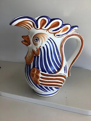 DERUTA ITALY Signed / Majolica Large 10 1/2  ROOSTER PITCHER • $90
