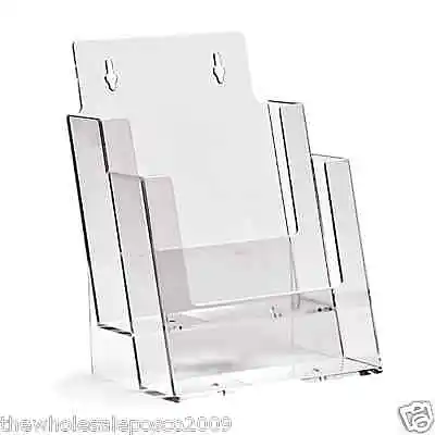 £175.81 • Buy A5 2 Tier Clear Leaflet Holder 2 Pockets For Wall Mounting Or Counter Standing