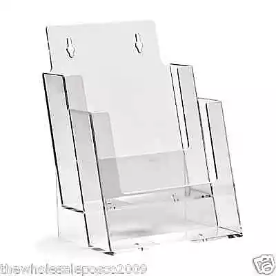 A5 2 Tier Clear Leaflet Holder 2 Pockets For Wall Mounting Or Counter Standing • £12.54