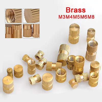 Blind Hole M3 M4 M5 M6 M8 Solid Brass Round Threaded Knurl Insert Embedded Nut • £1.85