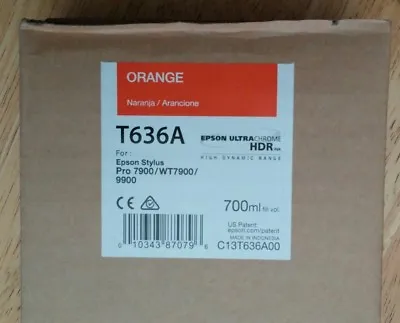 03-2019 NEW EPSON T636A ORANGE Ink 700ml For Stylus Pro 7890/7900/9890/9900 • $178.89