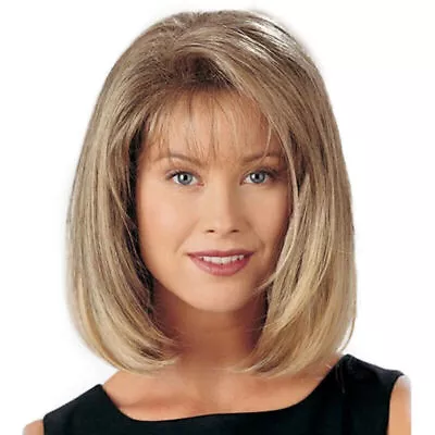 Bob Blonde Layered Hair Wigs Short Straight With Bangs Daily Natural Party LADY • £17.89