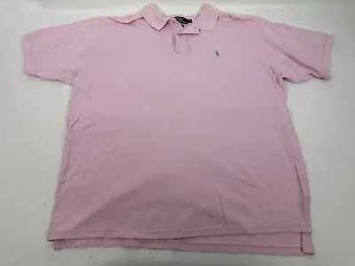 Polo Ralph Lauren Polo Shirt Mens 2XL XXL Pink Blue Pony Short Sleeve • $14.99