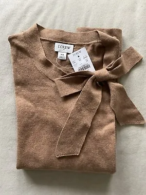 NWT J.Crew Factory Tie-Neck Bow Sweater Heather Camel SZ XS Extra Small BS885 • $38