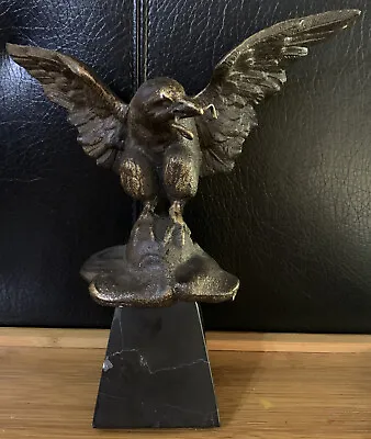 Small 19thC Antique Bronze Sculpture Lion Eagle W/ Snake Black Marble Base • $125