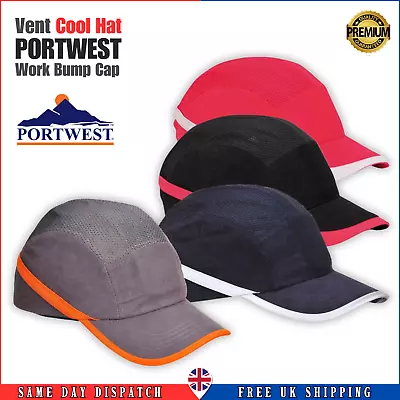 Portwest Hi-Vis Vent Cool Bump Cap Safety Work Wear Hard Hat Baseball Cap PW69 • £15.99